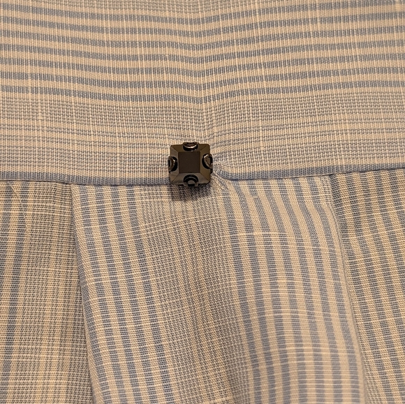 NWT Marina Rinaldi Sport White & Blue Pinstriped Patterned Button-Up Blouse - Picture 3 of 7